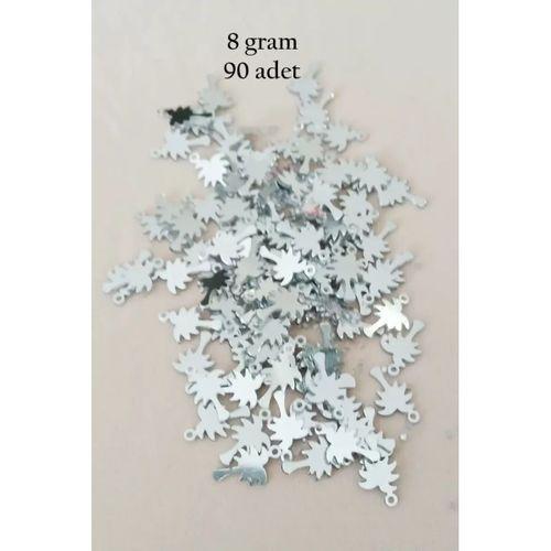 Oya Abiye Bileklik Kolye Pleksi Metalik Plastik Pul Gümüş Renk 8 gram 90 adet - BNC506