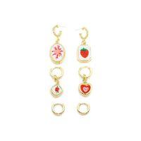 3'lü Çilek Set Küpe - Altın