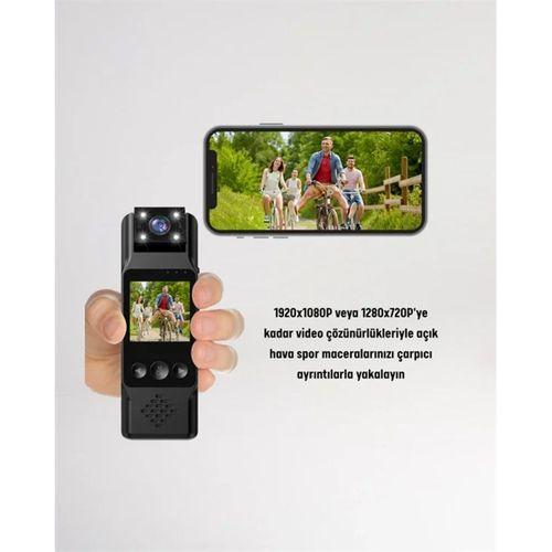 Wifi Destekli Mini Kamera – 180° Dönebilen Lens, 1080p Video, Tft Ekranlı