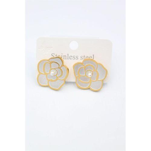 Sedef Çiçek Küpe - Altın