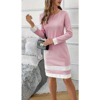 Kadın Uzun Kollu Yuvarlak Yaka Etek Ucu şerit Detaylı Mini Dalgıç Elbise