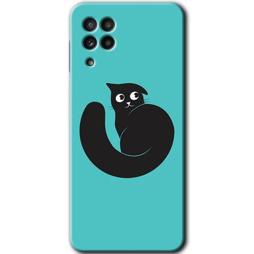 Potkal Hediye Fabrikası Samsung Galaxy A22 HD Baskılı Kılıf + 9D Tam Ekran Koruyucu - Cat Vector