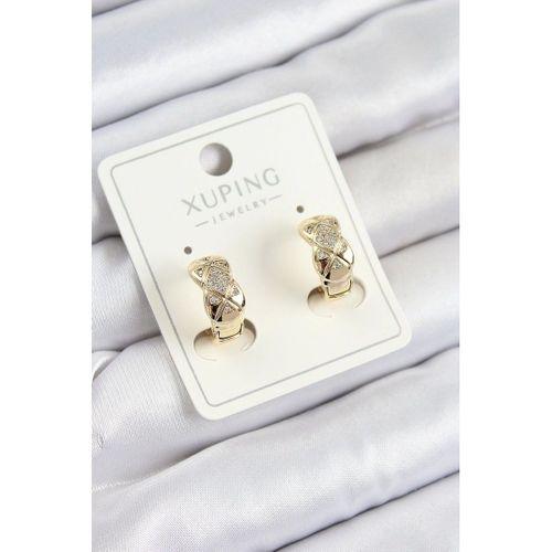 Xuping Zirkon Taşlı Geometrik Desenli Halka Model Gold Renk Kadın Küpe