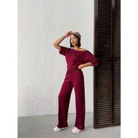 Kadın İsa Kollu Kayık Yaka Bluz Ve Pantolon Misal Kumaş Ikili Takım