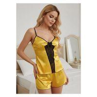 Sarı Saten Babydoll Şortlu Takım - 290