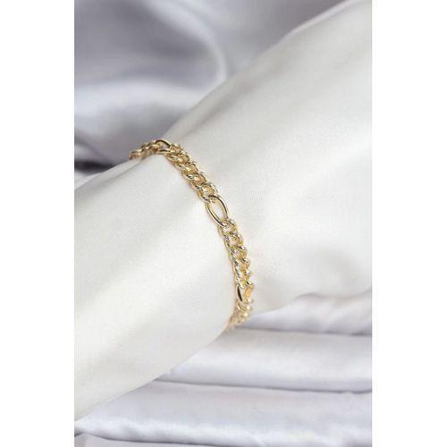 14K Gold Renk Kaplama Lazerli Zincir Model CM Kadın Bileklik