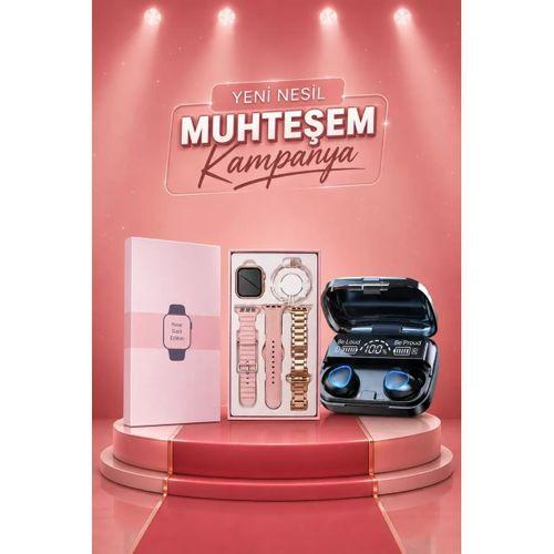 Aksesuar Hediyeli Akıllı Saat Ve Dijital Göstergeli Powerbankli Bluetooth Kulaklık