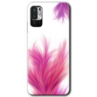 MRCİLETİSİM Poco M3 Pro Kılıf HD Desen Baskılı Arka Kapak + Temperli Cam - Pembe Tüy