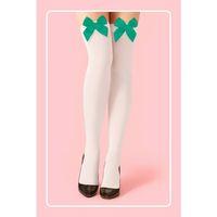 Yeşil Fiyonklu Beyaz Jartiyer Çorabı