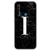 Xiaomi Redmi Note 8T Kılıf HD Desen Baskılı Arka Kapak - Siyah Mermer Desenli I Harfi