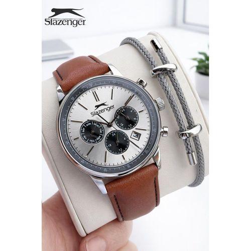 Slazenger Deri Kordon İç Fonksiyonları Aktif 10 Atm Suya Dayanıklı Erkek Kol Saati ESL.9.2539.X1