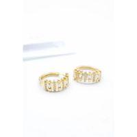 Taşlı Halka Küpe - Altın