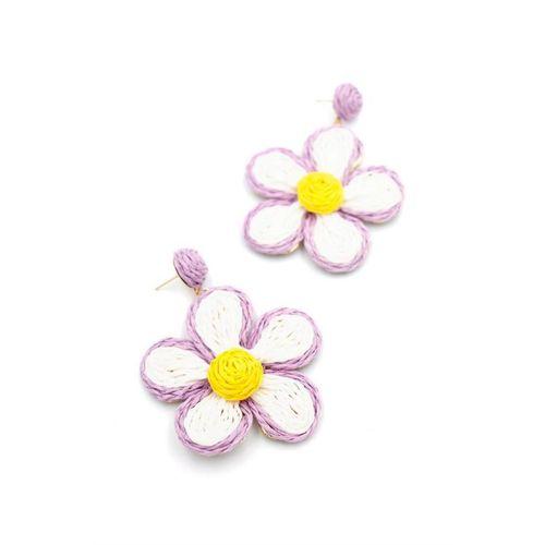 Kumaş Papatya Küpe - Mor