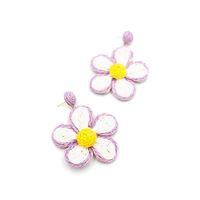 Kumaş Papatya Küpe - Mor