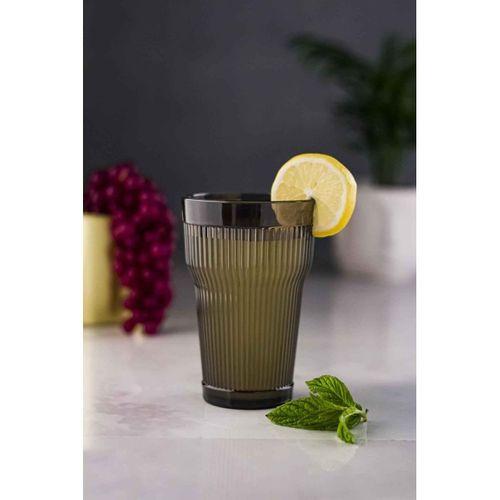 Akrilik Füme Tekli Uzun Bardak & Su Meşrubat Bardağı 400 ml ( Cam Değildir )