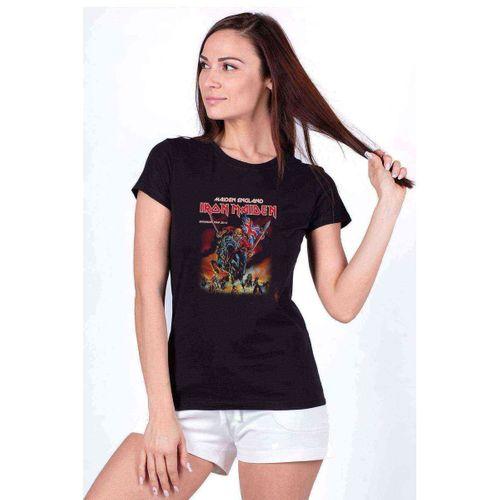 IRON MAIDEN ENGLAND EUROPEAN Baskılı Siyah Kadın Tshirt