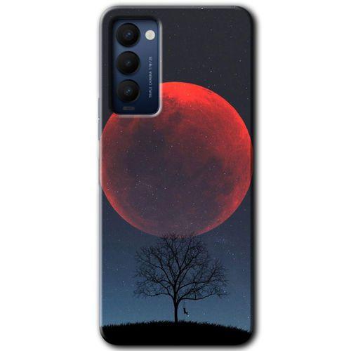 Tecno Camon 18 Kılıf HD Desen Baskılı Arka Kapak+Temperli Cam - Kanlı Ay