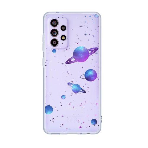 Galaxy A72 Uyumlu Galaxy and Stars Desenli Premium Şeffaf Silikonlu Telefon Kılıfı