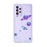 Galaxy A72 Uyumlu Galaxy and Stars Desenli Premium Şeffaf Silikonlu Telefon Kılıfı
