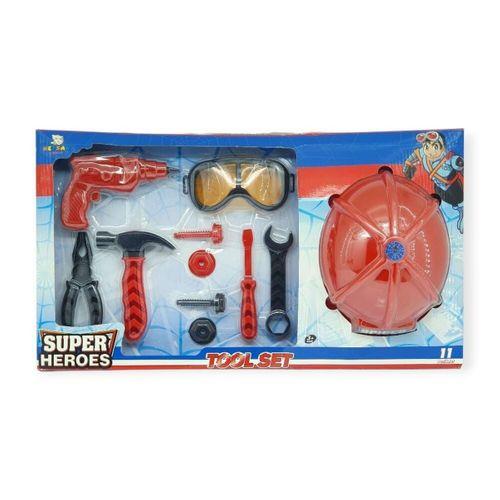 Meslek Setleri - Baretli Tamir Seti 11 Parça - Kırmızı