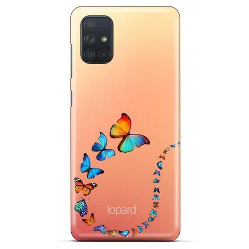 Samsung Galaxy M51 Kılıf Kelebek Etkisi (47) Crystal Flex Kılıf Fuşya Sarı