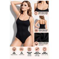 Kadın İp Askılı Çıtçıtlı Body Siyah Esnek ve Yumuşak Kumaş, Vücuda Uyumlu - ryl - 2600