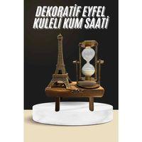 Retro Eyfel Kulesi Ve Kum Saati Dekoratif Ahşap Görünümlü Masa Biblosu