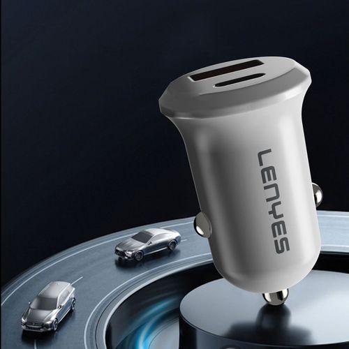 Lenyes CA53 Hızlı Şarj Özellikli Dual Type-C + USB-A Portlu Mini Araç Şarj Aleti 30W