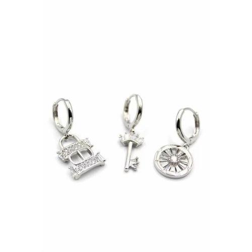 3'lü CD Küpe - Gümüş