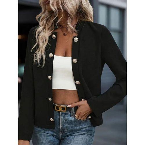 Kadın Uzun Kollu önü Açık Düğmeli Scuba Dalgıç Ceket