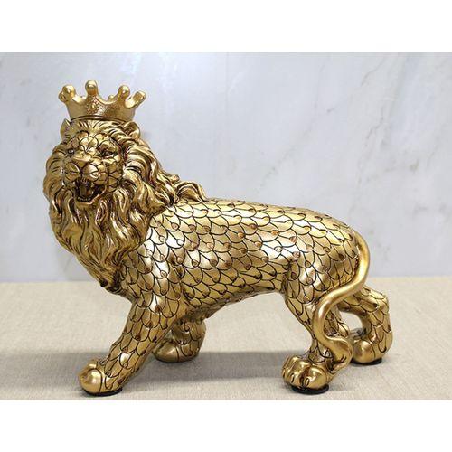 Polyester Dekoratif Taçlı Aslan Figürü