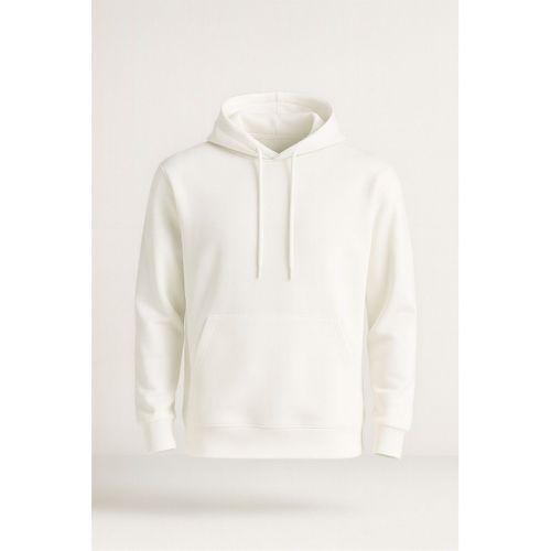 Luc Oversize Basic Dalgıç Kumaş Viskon Kapüşonlu Cepli Sweatshirt Hoodie - Ekru