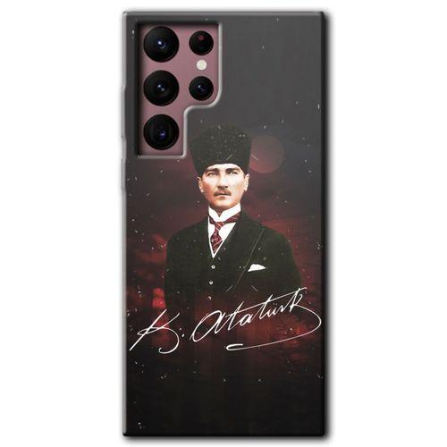 Galaxy S22 Ultra Kılıf HD Desen Baskılı Arka Kapak - Kemal Atatürk + Kırılmaz Cam