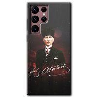 Galaxy S22 Ultra Kılıf HD Desen Baskılı Arka Kapak - Kemal Atatürk + Kırılmaz Cam