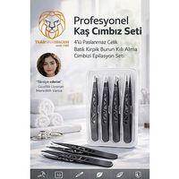 Profesyonel Kaş Cımbız Seti 4'lü Paslanmaz Çelik Batık Kirpik Burun Kılı Alma Cımbızı Epilasyon Seti 723647