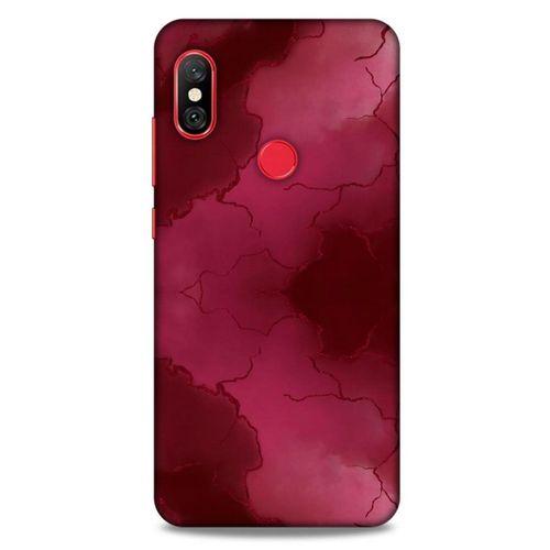 Mermer Desenli (7) Tema Telefon Kılıfı Bordo Xiaomi Redmi Note 6 Pro Kılıf