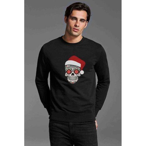 Skull Kurukafa Baskılı Siyah Erkek Sweatshirt