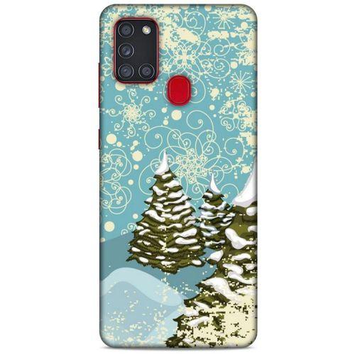 Samsung Galaxy A21s Kılıf Snowix (29) Arka Koruma Kılıfı Yeşil Krem