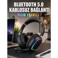 Bluetooth 5 0 Kablosuz Kulak Üstü Kulaklık Mikrofonlu Rgb Aydınlatmalı