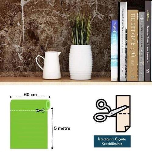 Mermer Desenli Masa Tezgah Mutfak Su Geçirmez Yapışkanlı Folyo Sticker Kahverengi 5x0,6m