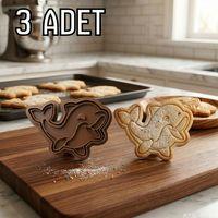3Lü Sevimli Yunus Hamur Şekillendirici Kurabiye Kalıbı Oyun Hamuru Kalıbı 9 cm
