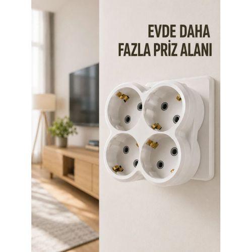 4’lü Priz Çoğaltıcı Kablosuz Duvar Tipi Direkt Prize Takılan Priz Çoklayıcı