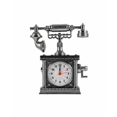 Vintage Telefon Tasarımlı Masa Saati Ve Çalar Saat Dekoratif Model