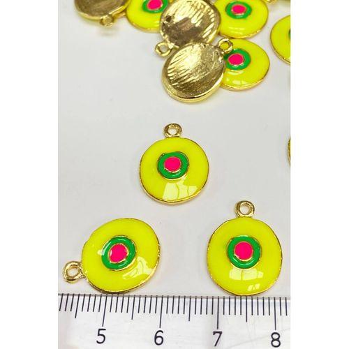 Neon Sarı Mineli Göz Model Kolye Ucu 1 Adet