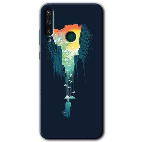 Huawei Y6P Kılıf Baskılı Kapak - City Bird Sky +Tam Ekran Koruyucu
