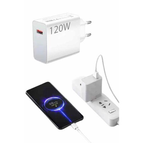 Type C Yüksek Hızlı Şarj Aleti Beyaz 120w Ultra Uzun Ömürlü