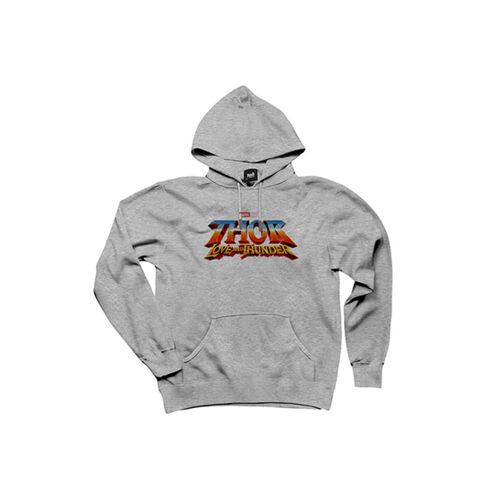 Thor Love And Thunder Logo Gri Kapşonlu Sweatshirt Hoodie