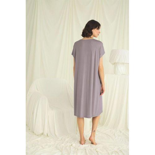 Yakası Dantelli Kısa Kollu Gecelik