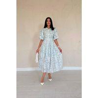 Mint Kemerli Balon Kollu Elbise