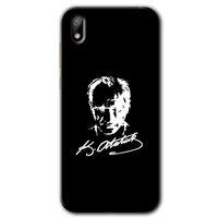 Potkal Hediye Fabrikası Huawei Y5 2019 Kılıf HD Desen Baskılı Arka Kapak - Atatürk Silüet İmza